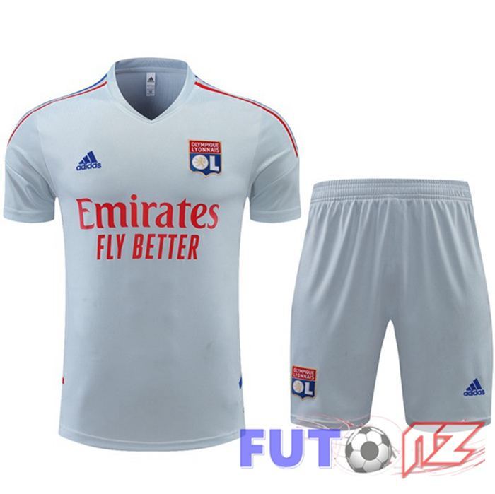 Camiseta Entrenamiento Lyon OL + Cortos Gris 2022/2023 Camiseta Entrenamiento Lyon OL + Cortos Gris 2022/2023