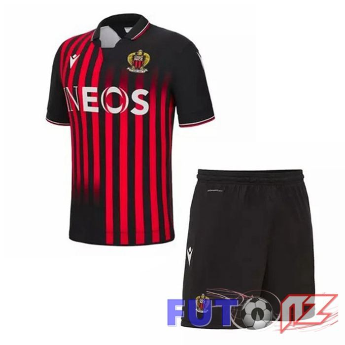 Camisetas De Futbol OGC Nice Ninos Primera Rojo Negro 2022/2023