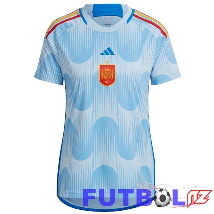Camisetas De Futbol España Mujer Segunda Azul Blanco 22/23