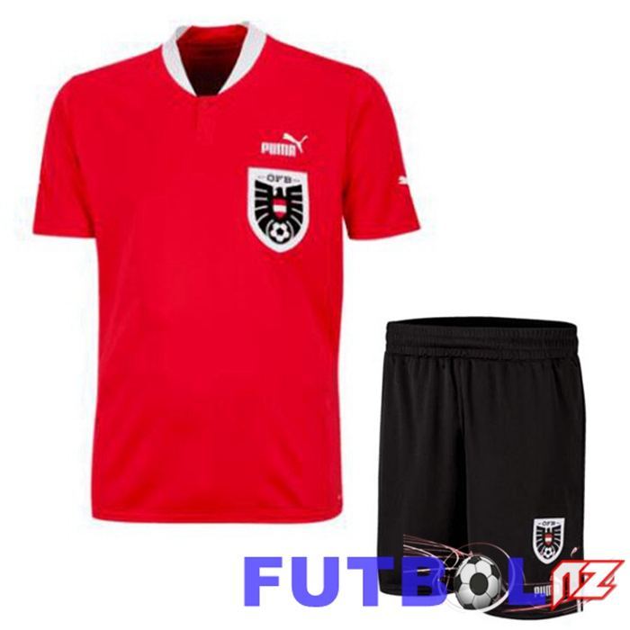 Camisetas De Futbol Austria Niño Primera Roja 22/23 Camisetas De Futbol Austria Niño Primera Roja 22/23