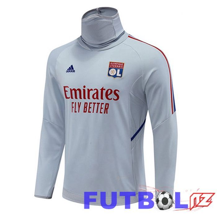 Sudadera De Entrenamiento Lyon OL Cuello Alto Gris 22/23 Sudadera De Entrenamiento Lyon OL Cuello Alto Gris 22/23