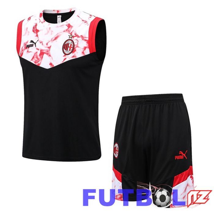 Chaleco De Futbol AC Milan + Shorts Negro Blanco 22/23