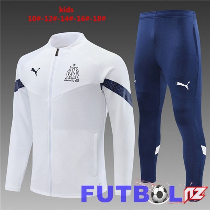 Chandal Equipos De Futbol - Chaqueta Marsella OM Niño Blanco 22/23