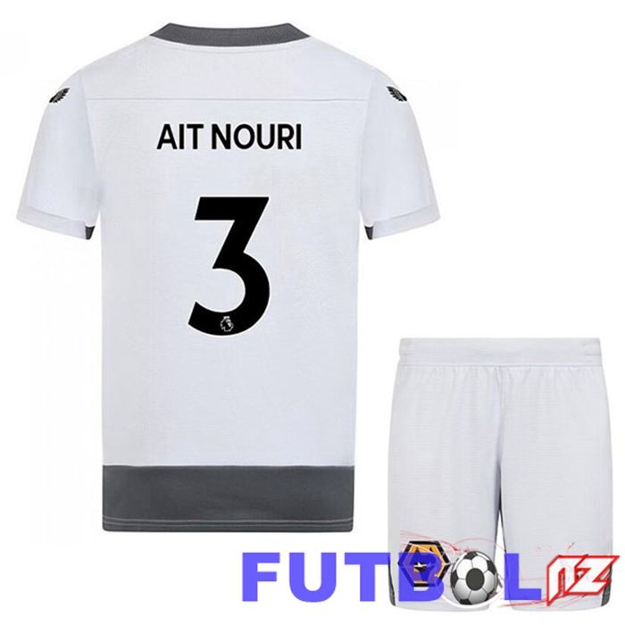 Camiseta Wolves (AIT-NOURI 3) Niño Tercera Blanco Gris 22/23