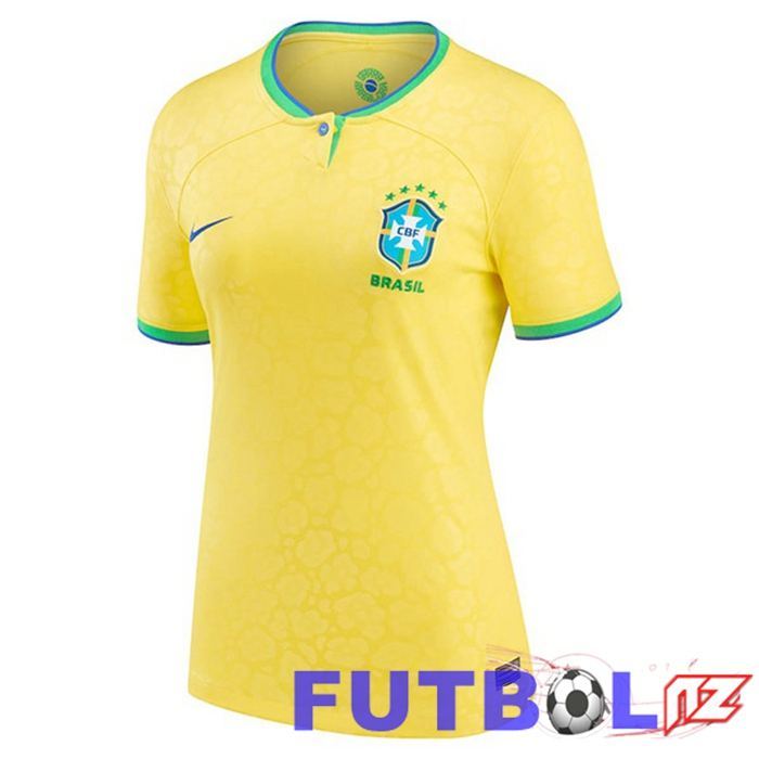 Camiseta Brasil Mujer Primera Amarillo Copa del mundo 2022 Camiseta Brasil Mujer Primera Amarillo Copa del mundo 2022