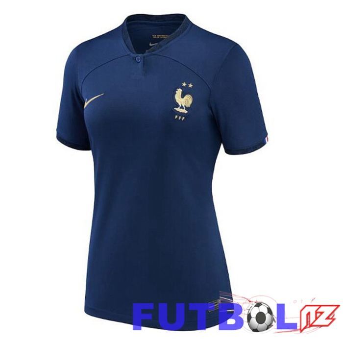 Camiseta Francia Mujer Primera Azul Royal Copa del mundo 2022