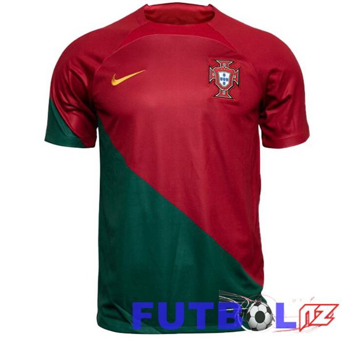 Camiseta Portugal Mujer Primera Rojo Verde Copa del mundo 2022