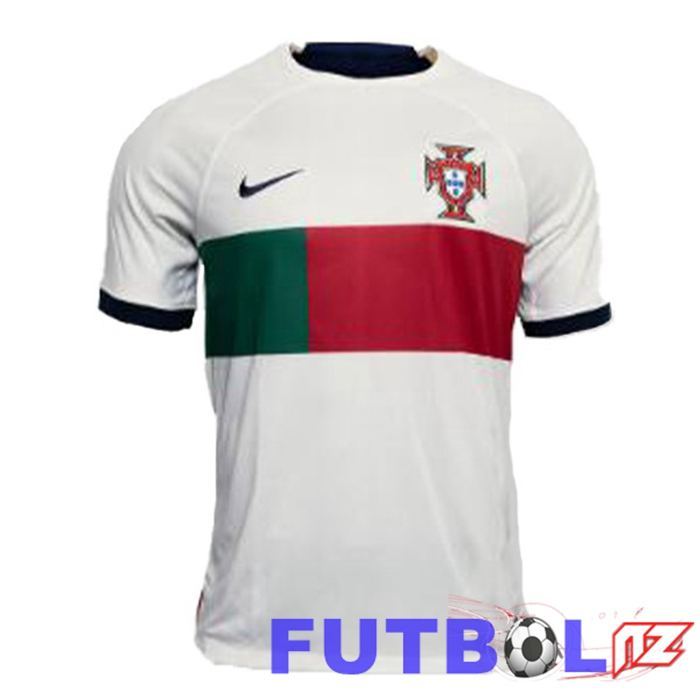 Camiseta Portugal Mujer Segunda Blanco Rojo Copa del mundo 2022