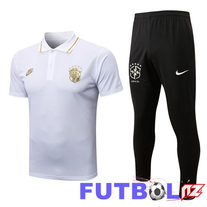 Camiseta Polo Brasil + Pantalones Blanco 2022/2023