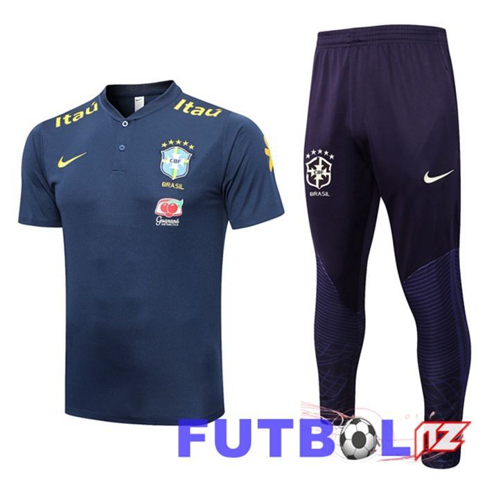 Camiseta Polo Brasil + Pantalones Azul Real 2023/2024
