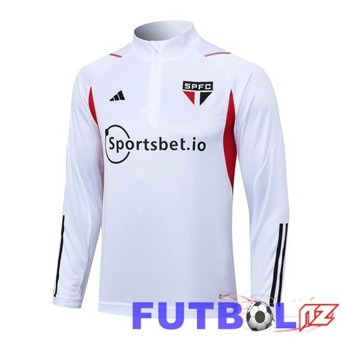 Sudadera De Entrenamiento Sao Paulo FC Blanco 2023/2024 Sudadera De Entrenamiento Sao Paulo FC Blanco 2023/2024
