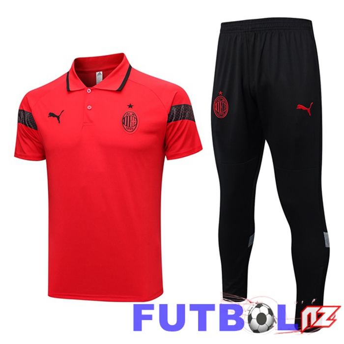 Camiseta Polo AC Milan + Pantalones Rojo 2023/2024