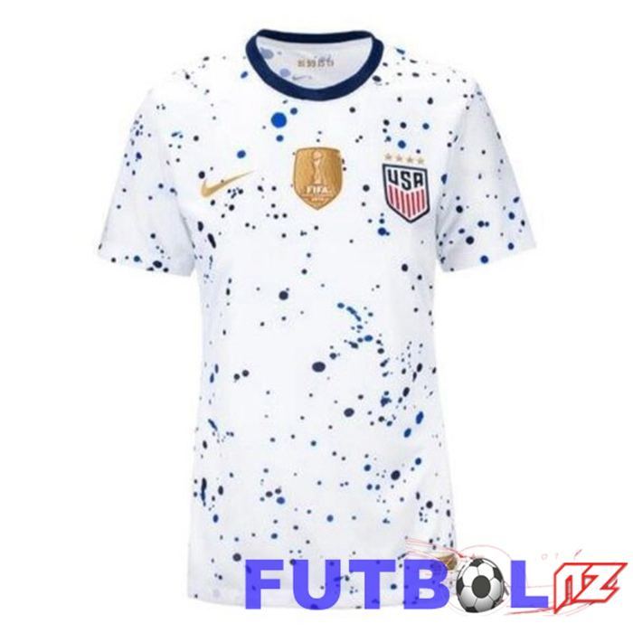 Camisetas De Futbol Estados Unidos Mujer Primera Blanco 2023/2024 Camisetas De Futbol Estados Unidos Mujer Primera Blanco 2023/2024