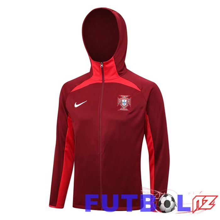 Chaqueta Con Capucha Portugal Rojo 2023/2024 Chaqueta Con Capucha Portugal Rojo 2023/2024