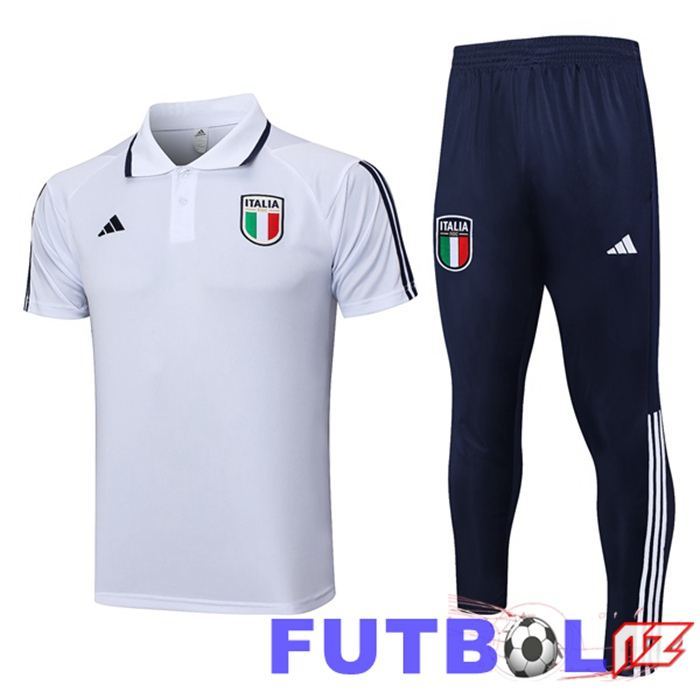 Camiseta Polo Italia + Pantaloni Blanco 2023/2024