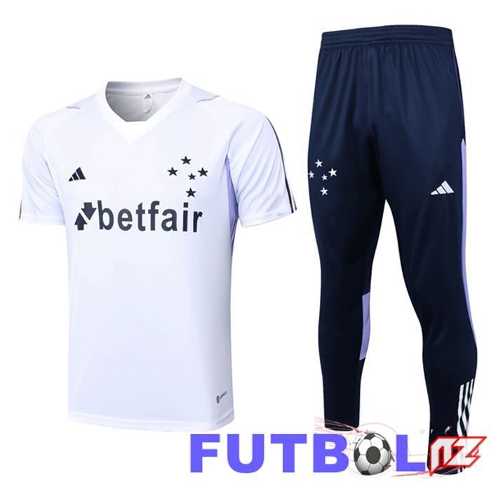 Camiseta Entrenamiento Cruzeiro EC + Pantaloni Blanco 2023/2024