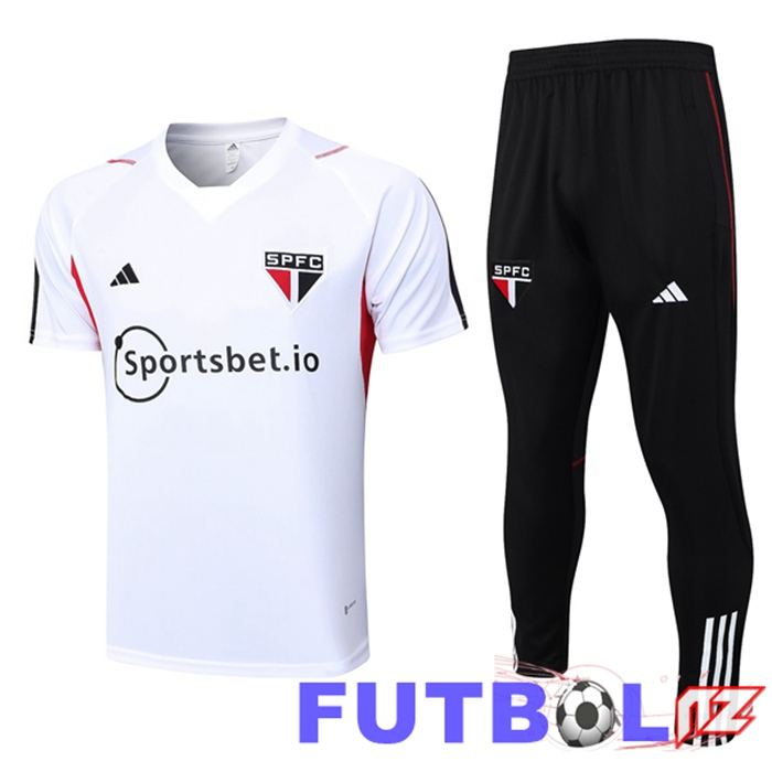Camiseta Entrenamiento Sao Paulo FC + Pantaloni Blanco 2023/2024