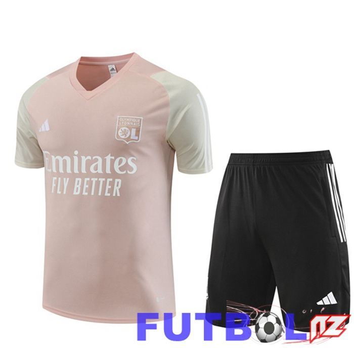 Camiseta Entrenamiento Lyon OL + Pantaloncini Rosado 2023/2024 Camiseta Entrenamiento Lyon OL + Pantaloncini Rosado 2023/2024