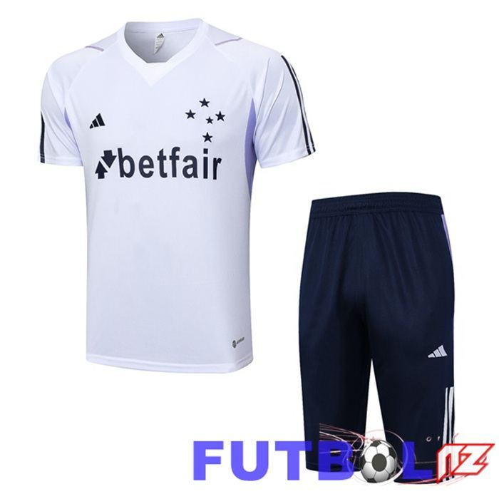 Camiseta Entrenamiento Cruzeiro EC + Pantaloncini Blanco 2023/2024