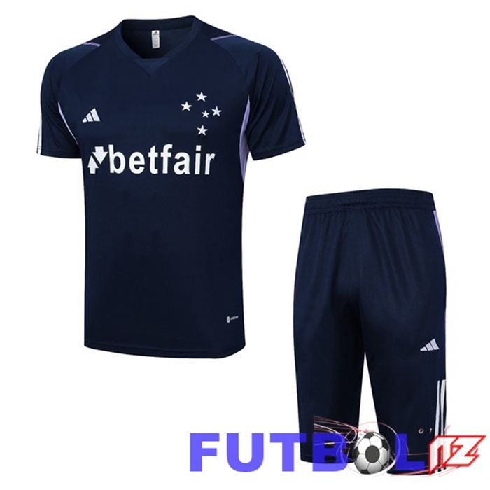 Camiseta Entrenamiento Cruzeiro EC + Pantaloncini Azul Real 2023/2024