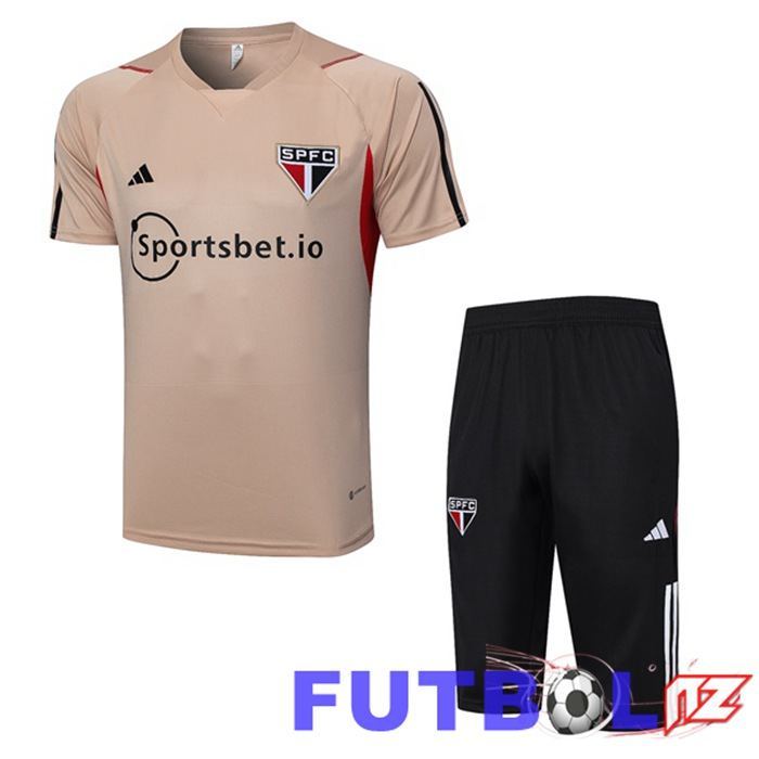 Camiseta Entrenamiento Sao Paulo FC + Pantaloncini Marrón 2023/2024