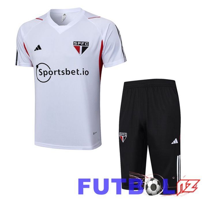 Camiseta Entrenamiento Sao Paulo FC + Pantaloncini Blanco 2023/2024