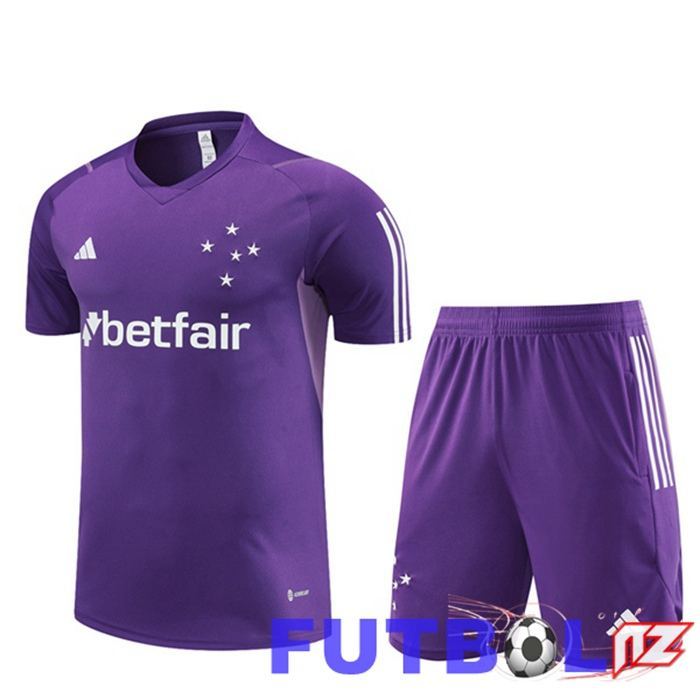 Camiseta Entrenamiento Cruzeiro EC + Pantaloncini Púrpura 2023/2024