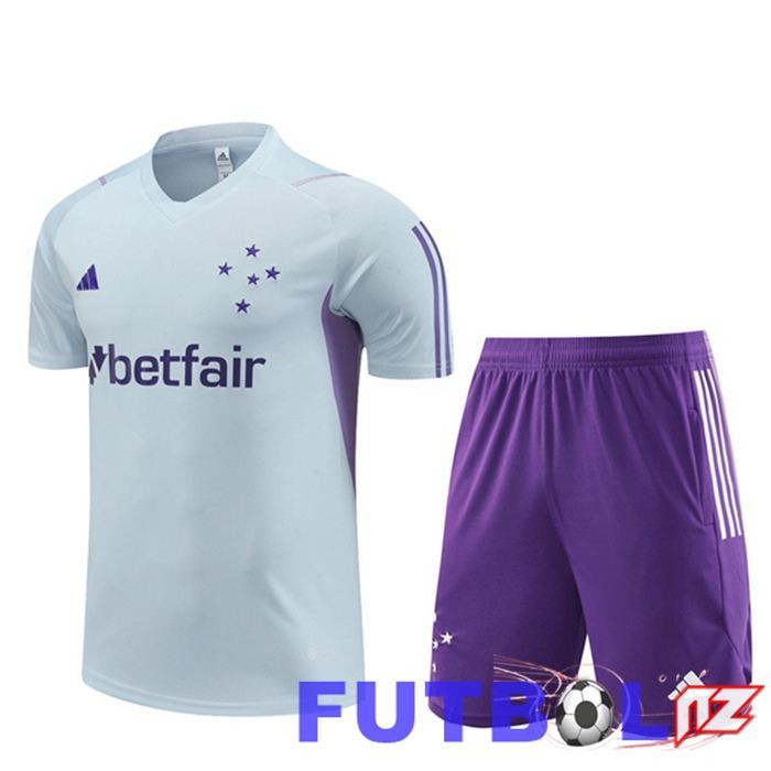 Camiseta Entrenamiento Cruzeiro EC + Pantaloncini Gris 2023/2024
