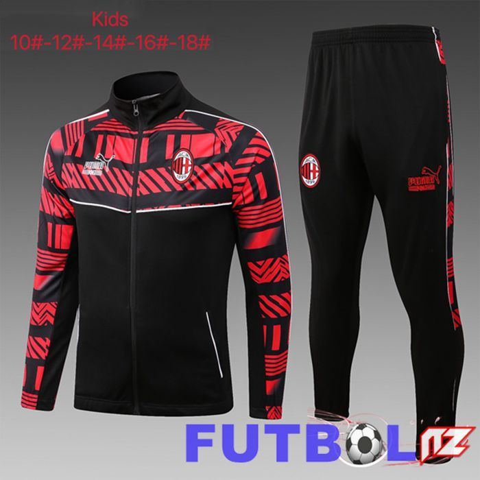 Chandal Equipos De Futbol - Chaqueta AC Milan Ninos Negro Rojo 2023/2024