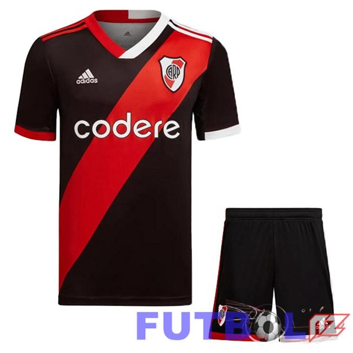 Camisetas De Futbol River Plate Ninos Tercera Negro Rojo 2023/2024