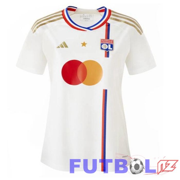 Camisetas De Futbol Lyon OL Mujer Primera Blanco 2023/2024