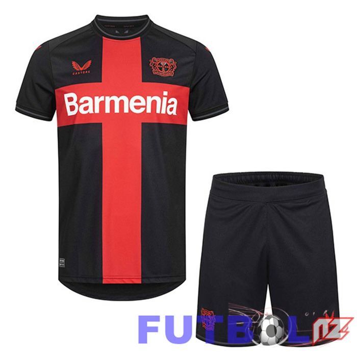 Camisetas De Futbol Bayer 04 Leverkusen Ninos Primera Negro Rojo 2023/2024