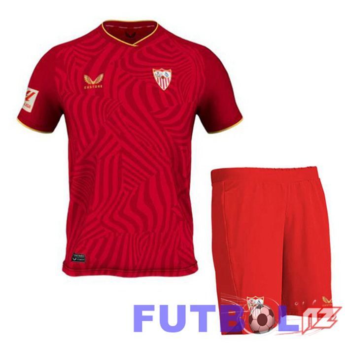 Camisetas De Futbol Sevilla FC Ninos Segunda Rojo 2023/2024