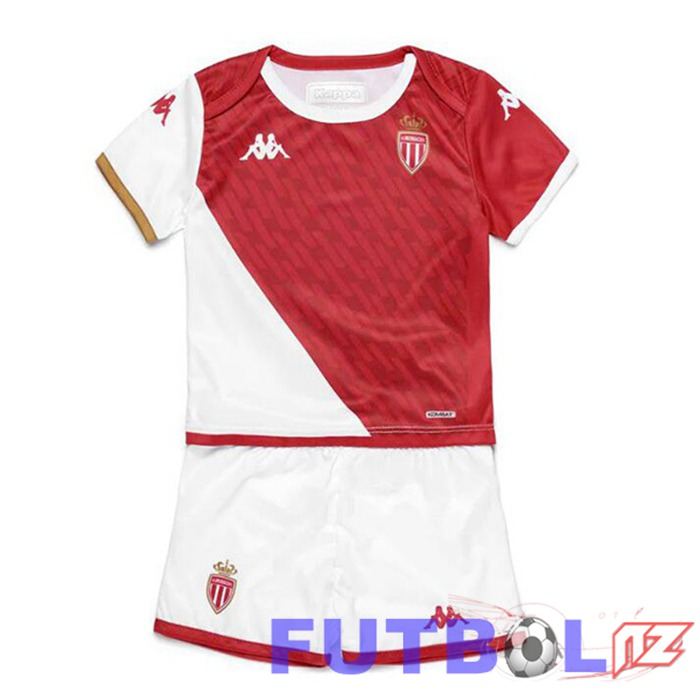 Camisetas De Futbol AS Monaco Ninos Primera Blanco Rojo 2023/2024