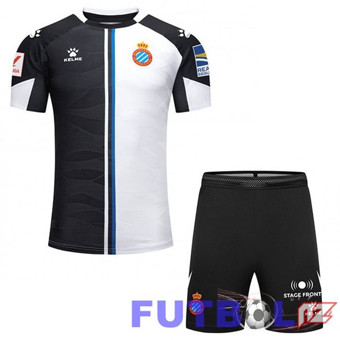 Camisetas De Futbol RCD Espanyol Ninos Tercera Negro Blanco 2023/2024