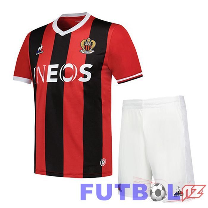 Camisetas De Futbol OGC Nice Ninos Primera Rojo Negro 2023/2024