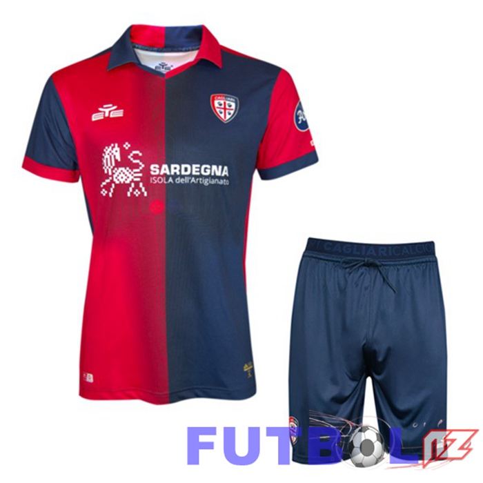 Camisetas De Futbol Cagliari Calcio Ninos Primera Rojo Azul 2023/2024