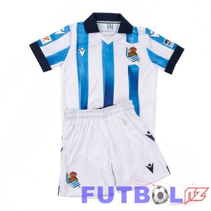 Camisetas De Futbol Real Sociedad Ninos Primera Azul Blanco 2023/2024