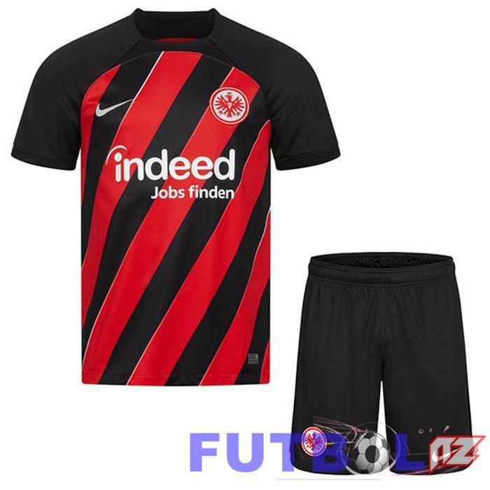 Camisetas De Futbol Eintracht Frankfurt Ninos Primera Negro Rojo 2023/2024