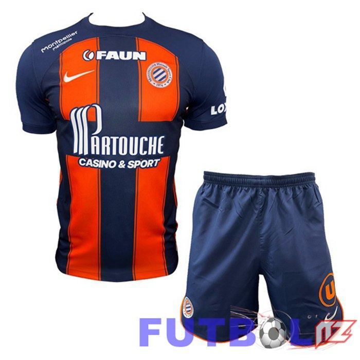Camisetas De Futbol Montpellier HSC Ninos Primera Azul Naranja 2023/2024