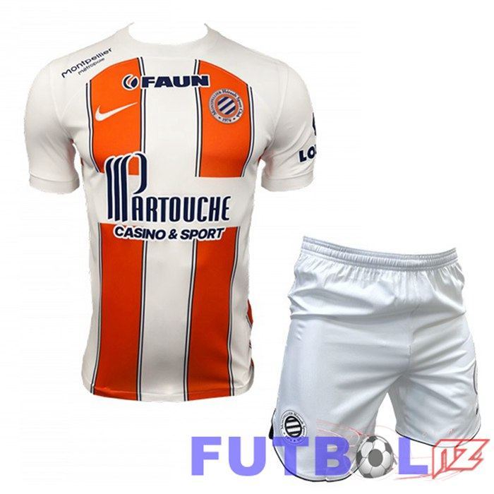 Camisetas De Futbol Montpellier HSC Ninos Segunda Blanco Naranja 2023/2024