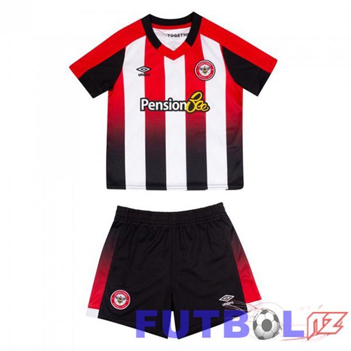 Camisetas De Futbol Brentford FC Ninos Primera Rojo Blanco 2023/2025