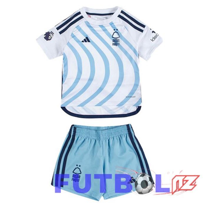 Camisetas De Futbol Nottingham Forest Ninos Segunda Azul Blanco 2023/2024