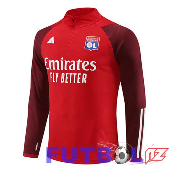 Sudadera De Entrenamiento Lyon OL Rojo 2023/2024 Sudadera De Entrenamiento Lyon OL Rojo 2023/2024