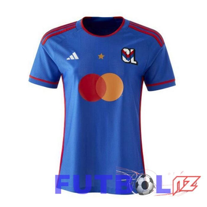 Camisetas De Futbol Lyon OL Mujer Segunda Azul 2023/2024