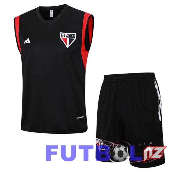 Chaleco De Futbol Sao Paulo FC + Cortos Negro 2023/2024
