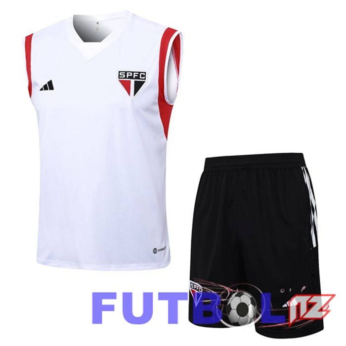 Chaleco De Futbol Sao Paulo FC + Cortos Blanco 2023/2024