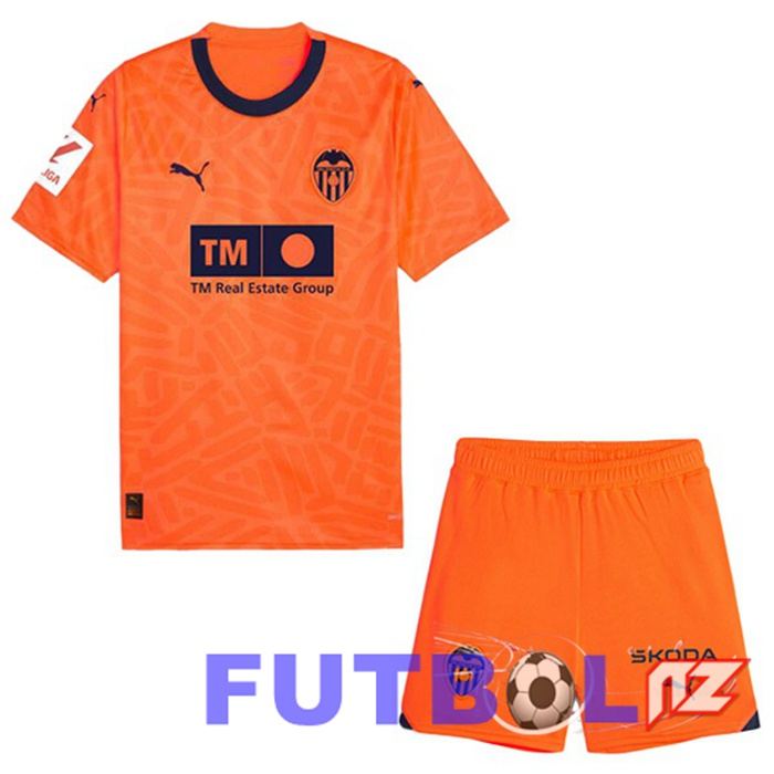 Camisetas De Futbol Valencia CF Ninos Tercera Naranja 2023/2024