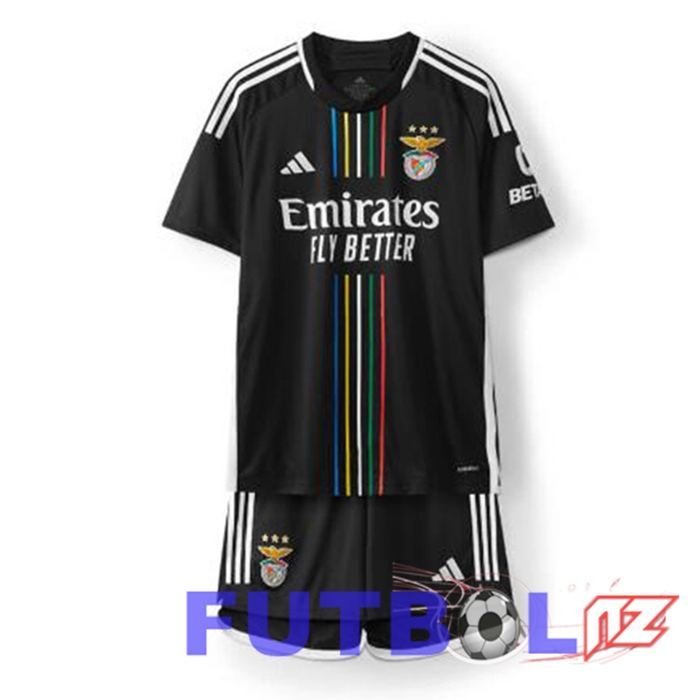 Camisetas De Futbol S.L Benfica Ninos Segunda Negro 2023/2024