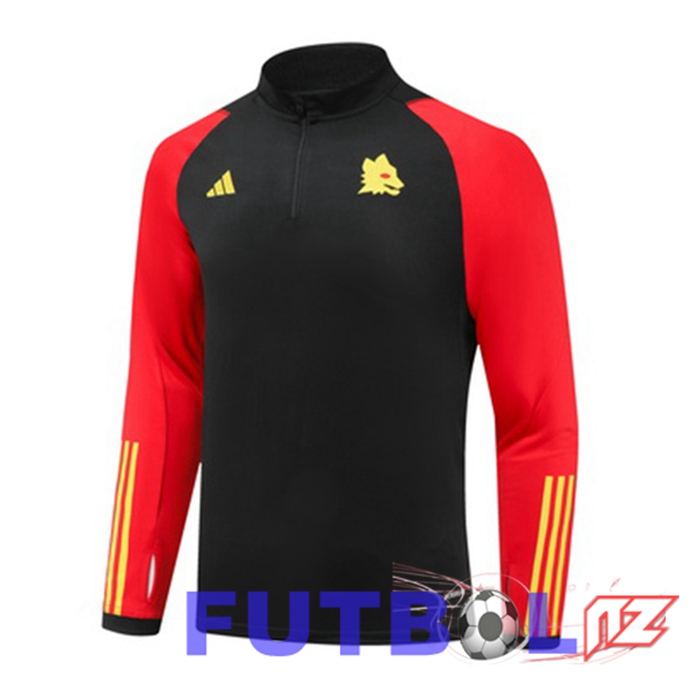 Sudadera De Entrenamiento AS Roma Negro Rojo 2023/2024 Sudadera De Entrenamiento AS Roma Negro Rojo 2023/2024